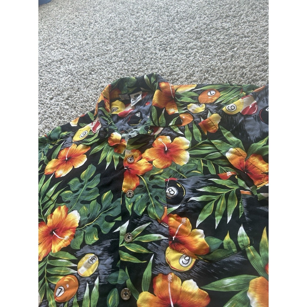 VTG Kennington Hawaiian Button Up Mens XL Billiards/Hula Girl Floral 100% Rayon